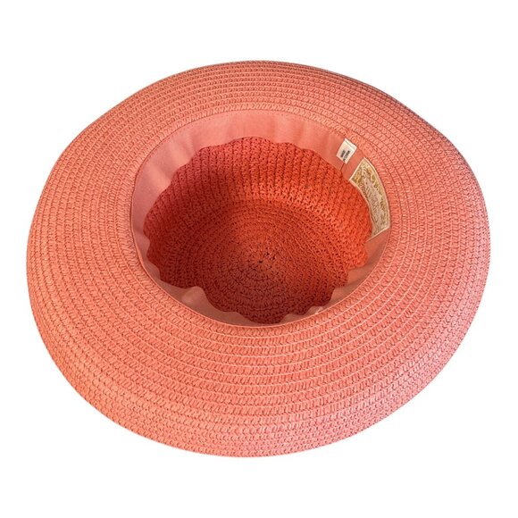 Cappelli Straworld Woven Sun Hat – Coral Pink – Wide Brim – 12” - Picture 2 of 4
